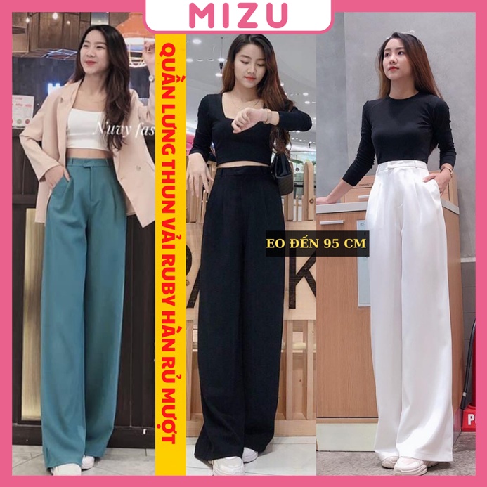 Quần ống rộng suông nữ MIZU lưng cao nhiều màu chất Ruby Hàn dễ phối đồ , Thời Trang Miu Clothing