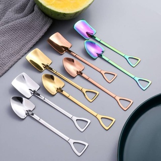 Thìa inox , muỗng inox ăn hình xẻng mạ vàng ăn dưa hấu xưới đất trồng cây muỗng hình xẻng bằng thép không gỉ