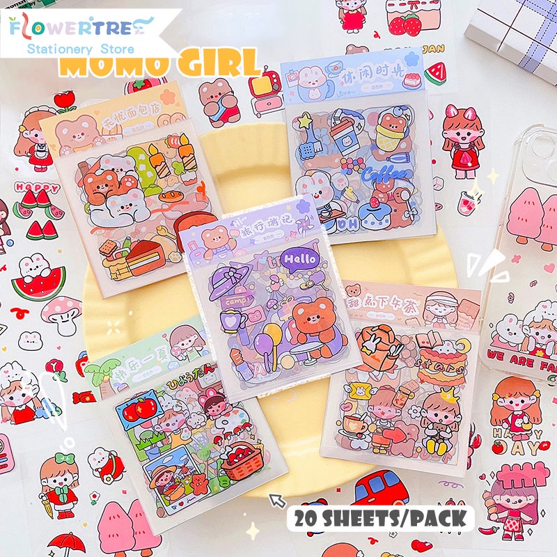Bộ 20 Sticker Dán Trang Trí Sổ Tay Hình MOMO Girl
