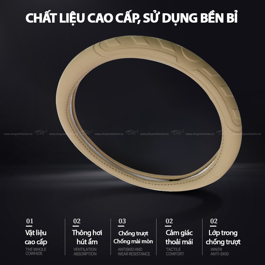 [Mã BMBAU50 giảm 10% đơn 99k] Bọc Vô Lăng CIND 5002 Size M Màu Kem Nhập Khẩu Chính Hãng