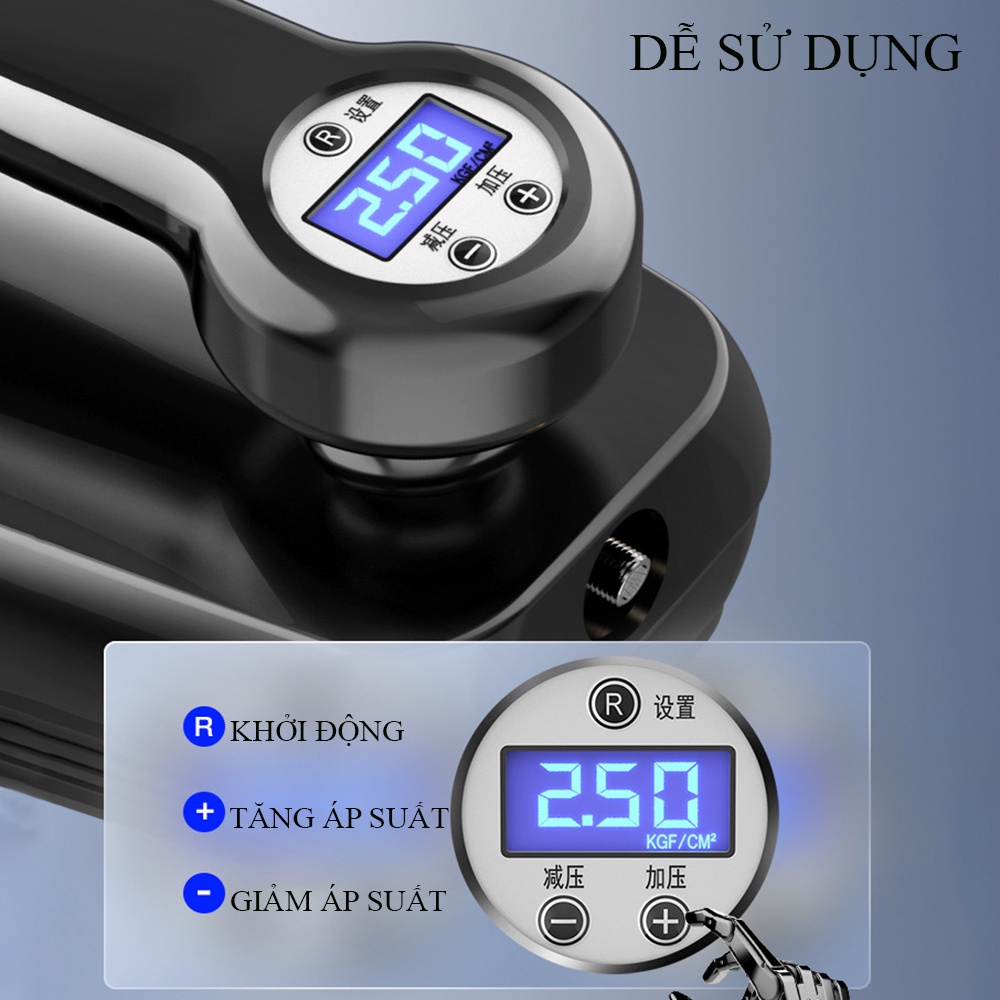Máy hút bụi cầm tay, máy hút bụi ô tô đa năng 4 trong 1 hút bụi, bơm lốp, đo áp suất lốp, đèn pin. Bảo hành 2 năm.