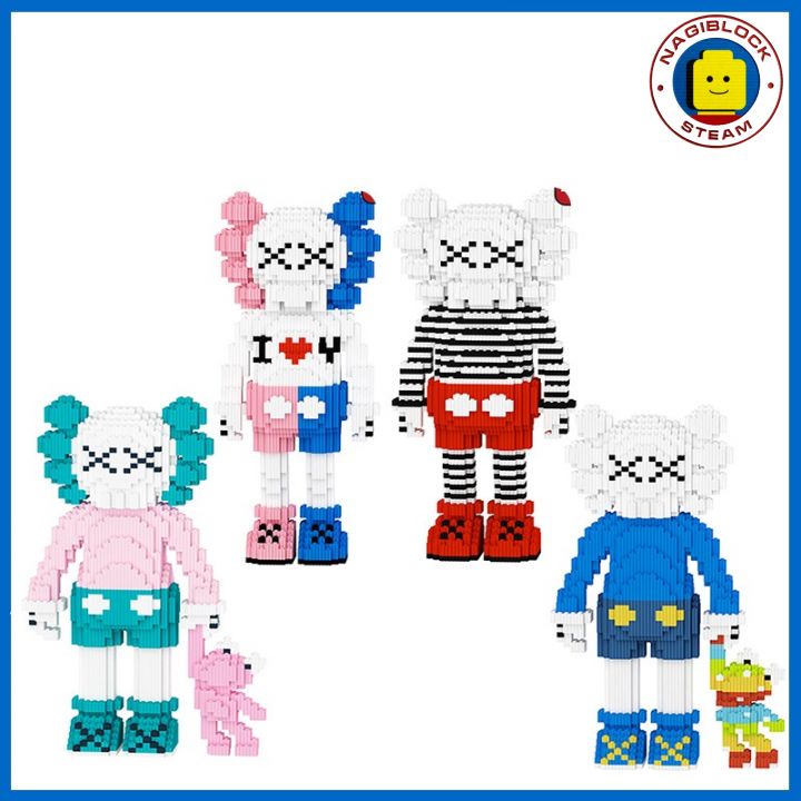 Mô hình lắp ráp, xếp hình Kaws 3D cao 35cm nanoblock Xizai 7119-7122