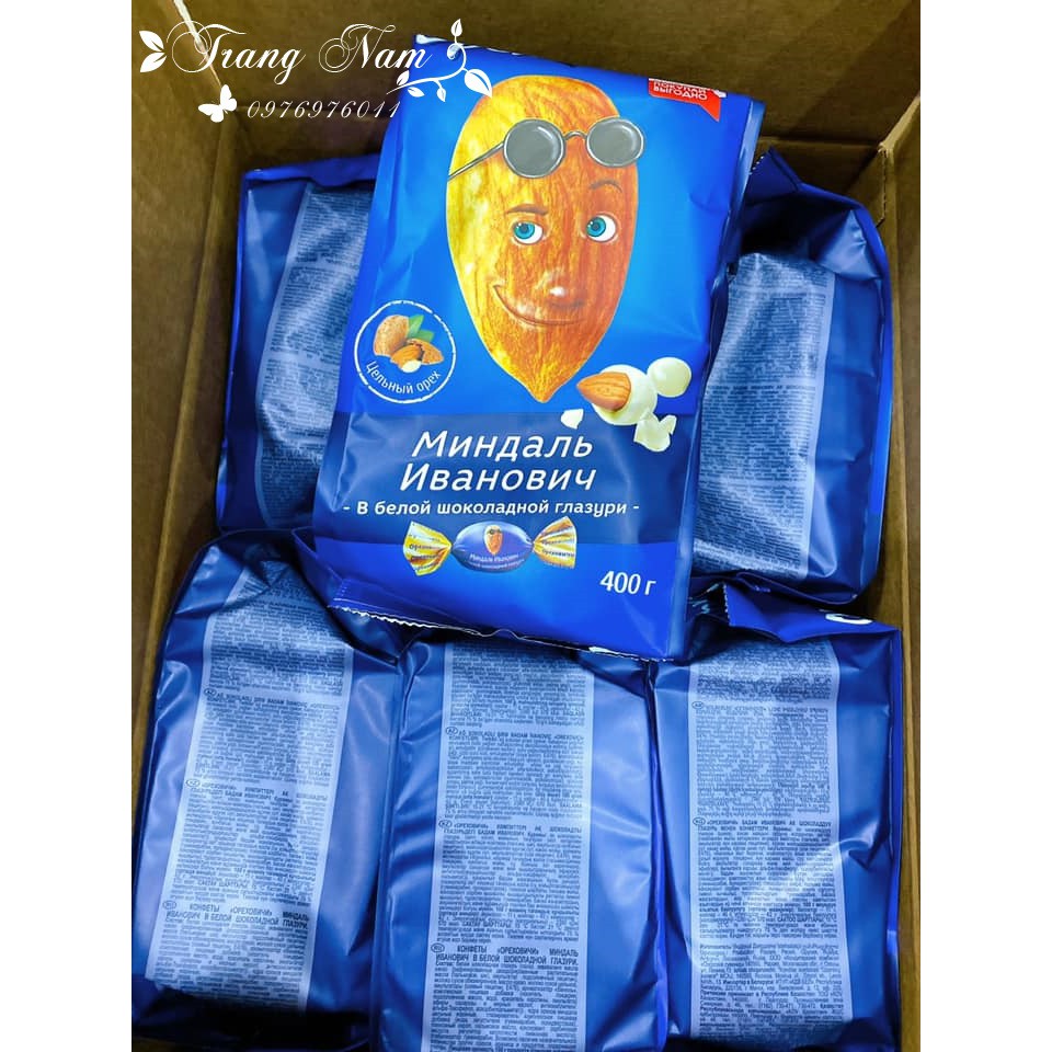 Kẹo Socola trắng bọc nhân hạnh nhân Ivan 400gr