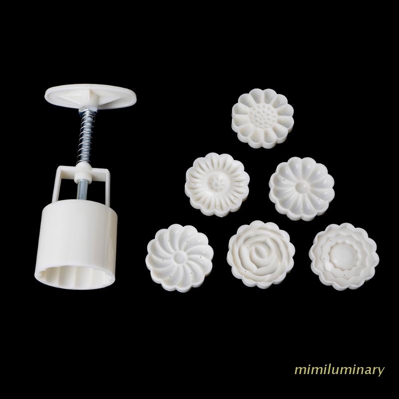 Khuôn bánh trung thu tự làm với 6 con dấu tròn tạo hình đẹp mắt