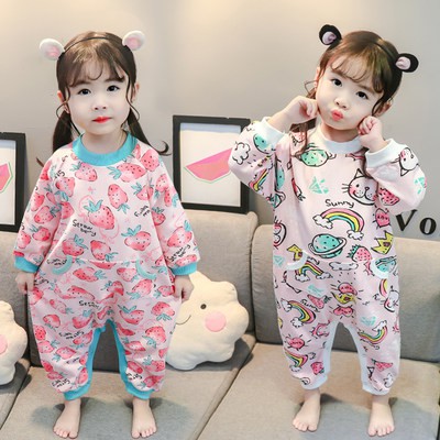 Bộ đồ ngủ liền quần áo trẻ em mùa xuân thu 1 cotton 2 bé gái 3 tuổi 4 bé gái quần áo nhà Mùa Hè 5 bé nhỏ bé 6 Túi ngủ