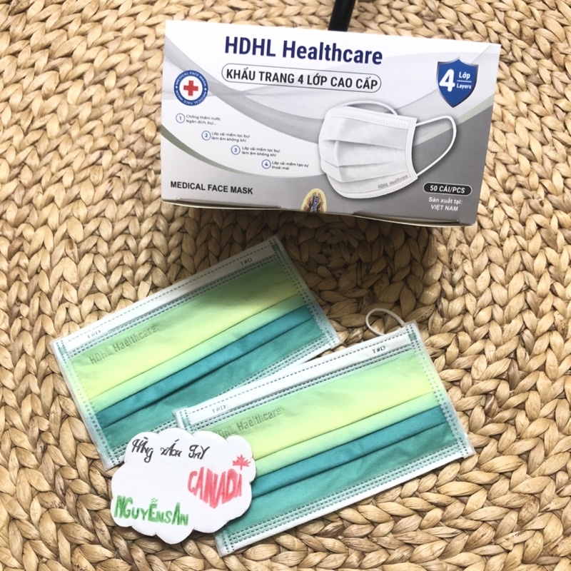 Khẩu trang màu pastel ombre 4 lớp HDHL HEALTHCARE