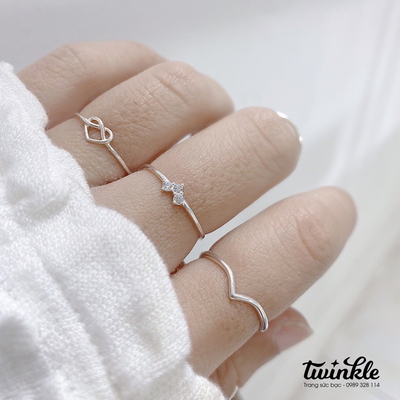 Nhẫn bạc bazic đơn giản dễ phối dành cho nữ có nhiều size tuỳ chọn Twinkle Silver