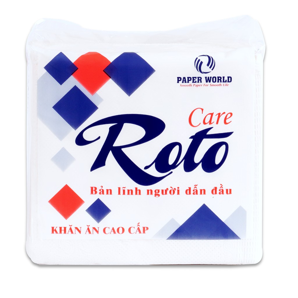 [Combo 10-20] Khăn giấy vuông Napkin ROTO CARE | Thế Giới Giấy | 100% bột giấy nguyên sinh | Gói 102 tờ | RTC102.