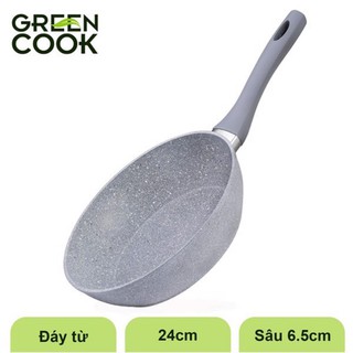 Chảo vân đá đáy từ chống dính 24cm green cook - gcp02-24ih