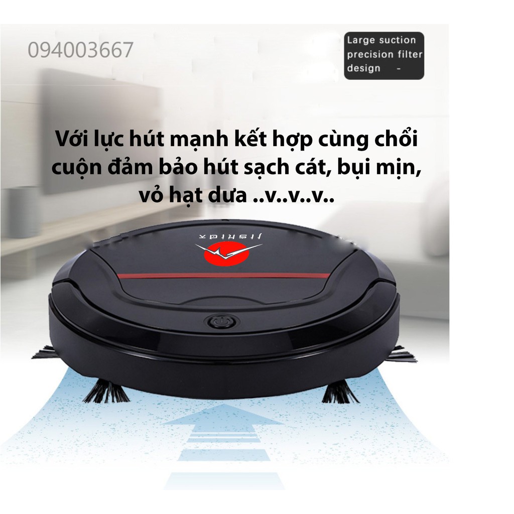 [Mã ELHA22 giảm 6% đơn 300K] Robot hút bụi lau nhà Nhật Jishida 503 Chổi giữa Chống rơi cơ học Chống kẹt Pin trâu