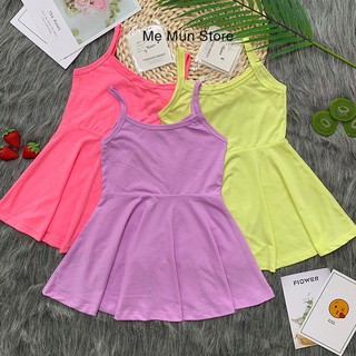 [SIÊU RẺ] Váy đầm 2 dây cotton trơn không họa tiết cho bé mặc hè - đi biển