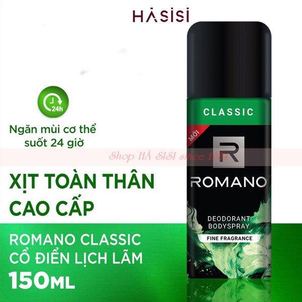 XỊT KHỬ MÙI TOÀN THÂN ROMANO - Classic Body Spray 150ml