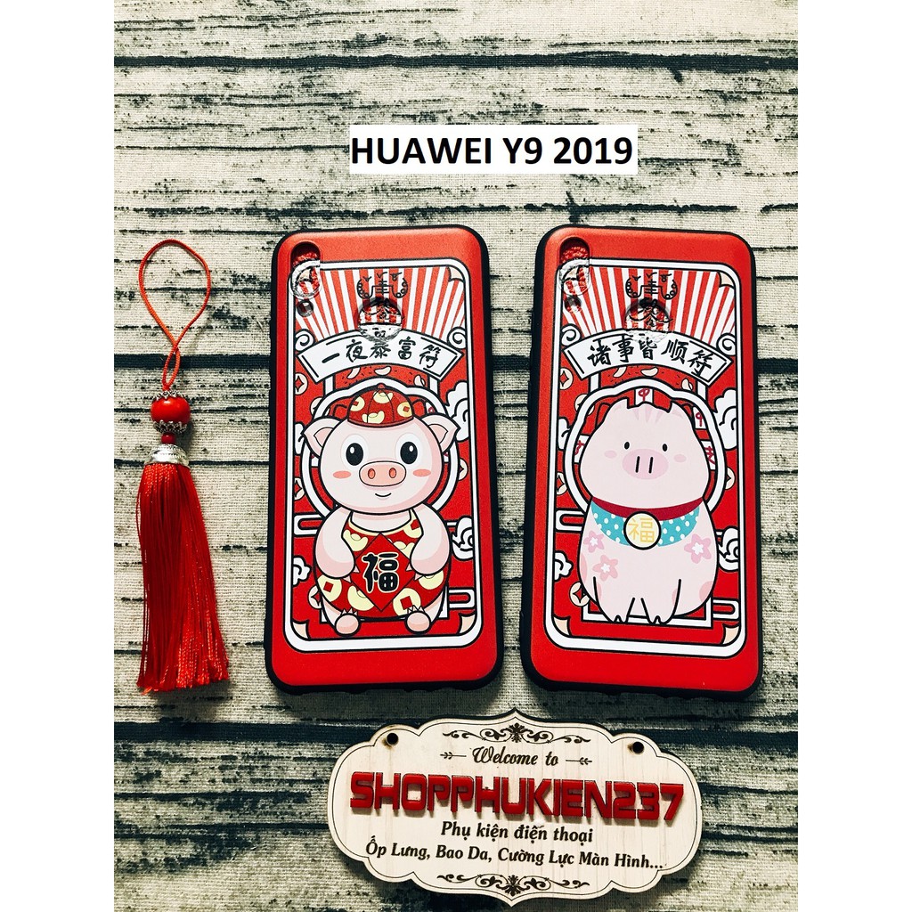 [Freeship toàn quốc từ 50k] ỐP TẾT HUAWEI Y9 2019 ỐP LƯNG DẺO HÌNH CHÚ HEO KÈM LỤC LẠC