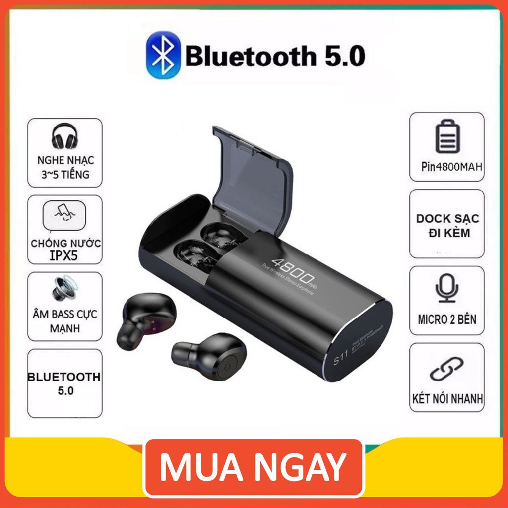 Tai nghe Bluetooth Kiêm Sạc Dự Phòng Amoi S11 TWS 4800 mAh Công Nghệ 5.0 Không Dây Nghe Nhạc Sống Động janna.shop10