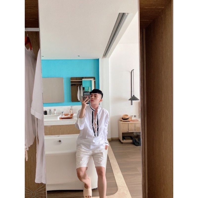 SƠ MI NAM ĐI BIỂN CỔ TRỤ  SƠ MI NAM THIẾT KẾ CHẤT ĐẸP - KIỂU DÁNG HOT TREND HÀN QUỐC