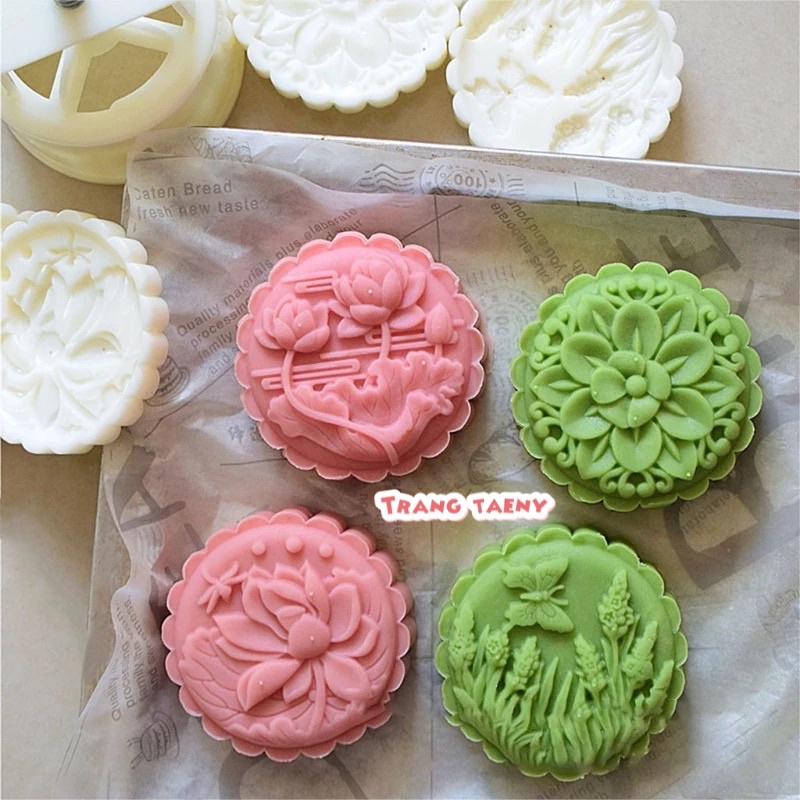 Khuôn trung thu lò xo 4 mặt hoa bướm 150g (M239)