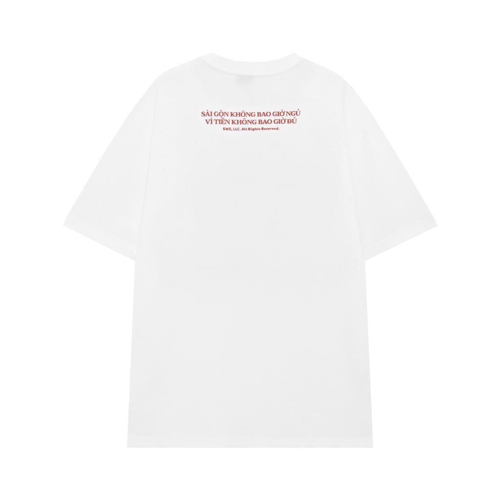 SWE - Áo phông unisex in hình cổ tròn SAIGON TEE Trắng ngắn tay cotton thoáng mát thời trang chính hãng