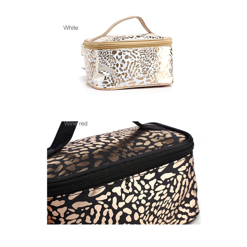Túi Đựng Mỹ Phẩm Sức Chứa Lớn Họa Tiết Da Báo Phong Cách Âu Mỹ