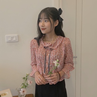 Áo bbd hoa nhí cổ sen buộc nơ sa428 lollie studio