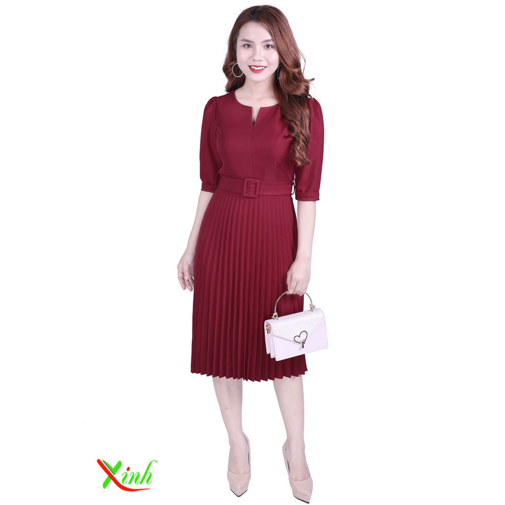 Đầm dập ly đỏ đô ThoiTrangXinh DL675