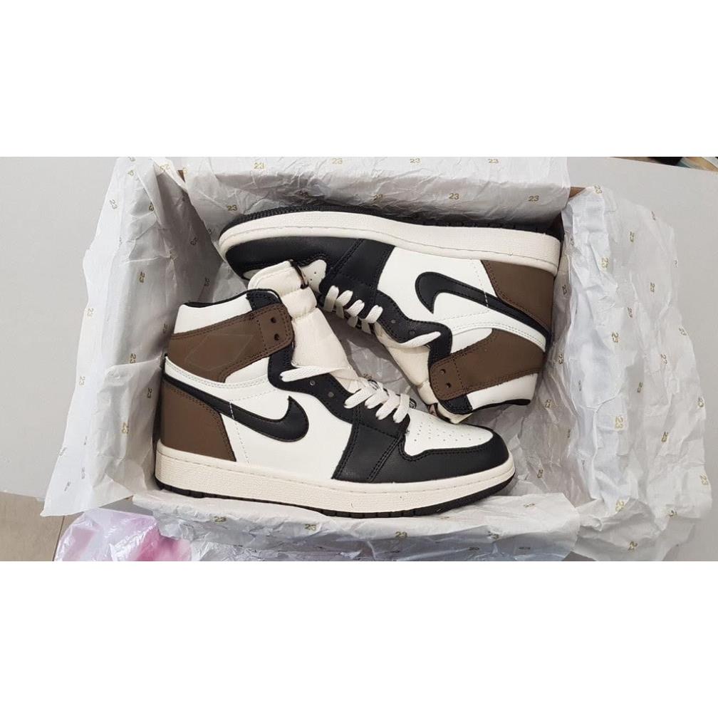 Giày SneakerFREESHIP Jordan 1 Nâu Đen Cao Cổ, Giày JD1 Gót Nâu Cao Cổ Nam Nữ mới nhất