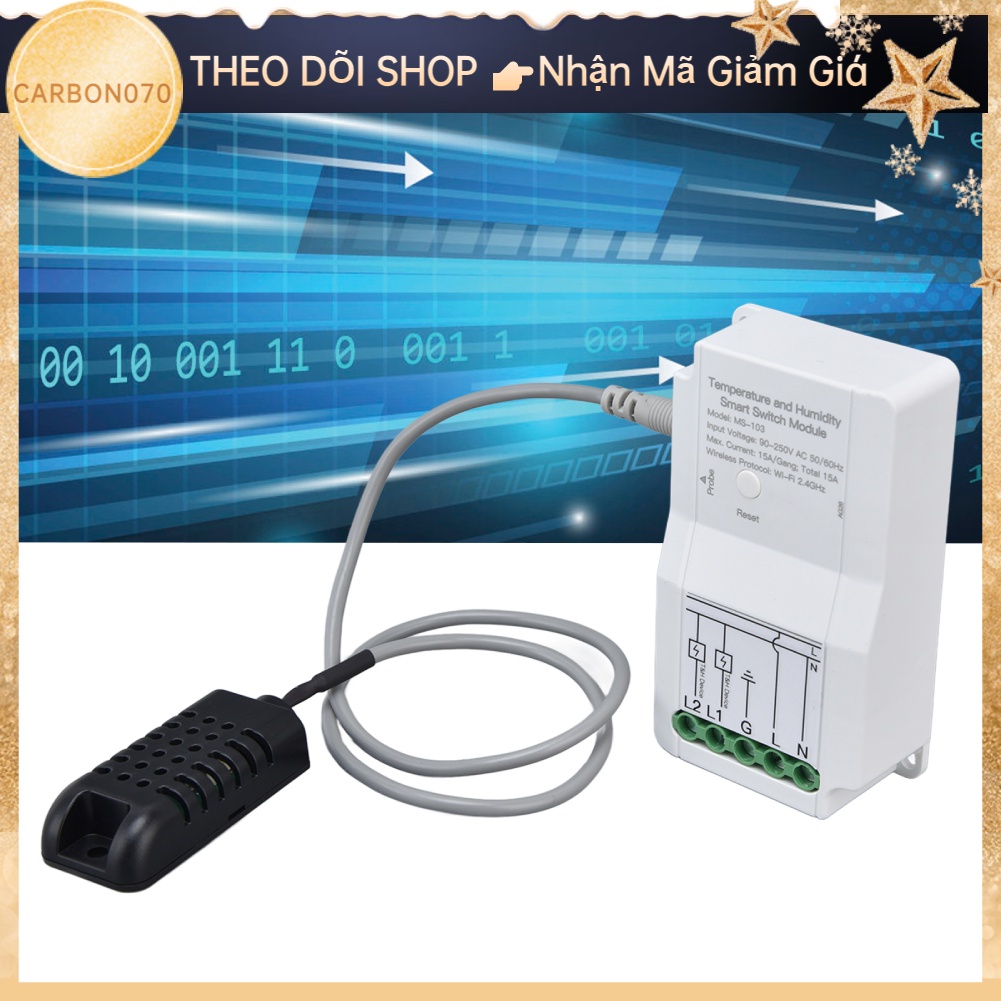 [Hàng Sẵn] Mô Đun Công Tắc Cảm Biến Nhiệt Độ ẩm WIFI thông minh Thời gian ứng dụng Điều khiển từ xa với Đầu dò cho Nhà kính TUYA 90‑250V【Carbon070】