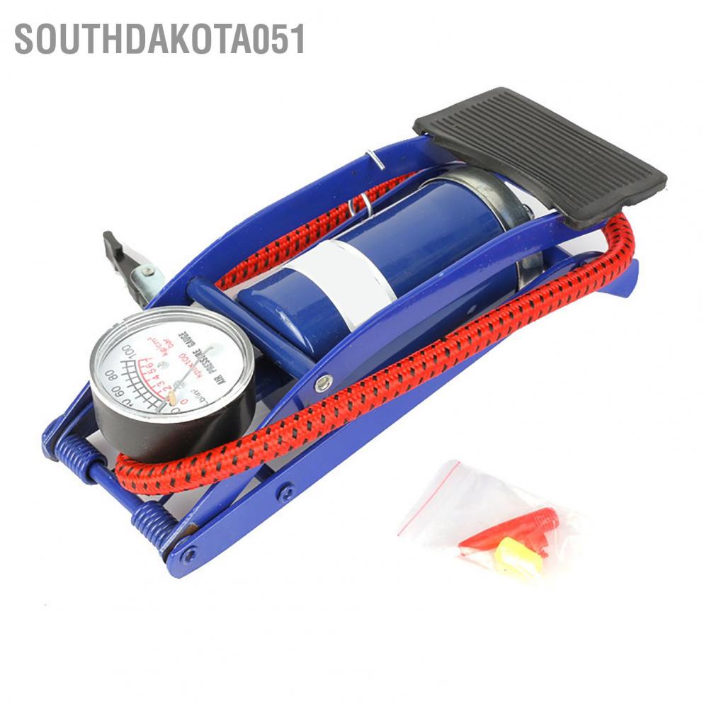 Hàng Sẵn Bơm đạp chân - Bơm xe đạp xe máy không khí Chân xi lanh đơn với đồng hồ đo áp suất【Southdakota051】