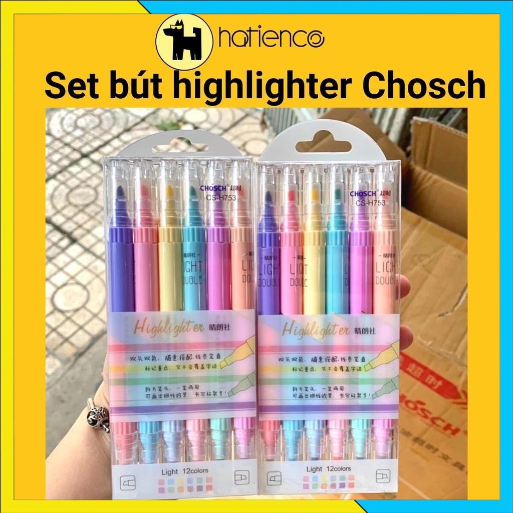 [FREESHIP] Set 6 bút highlight màu pastel Chosch xịn