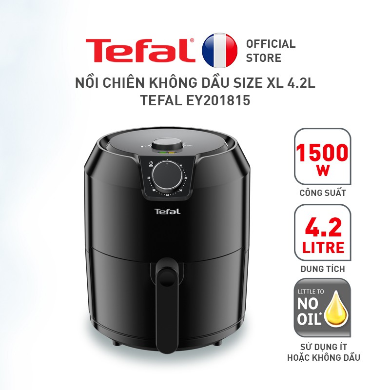 [Mã ELMALL10 giảm 10% đơn 500K] Nồi chiên không dầu Tefal EY201815 - 4.2L - đen