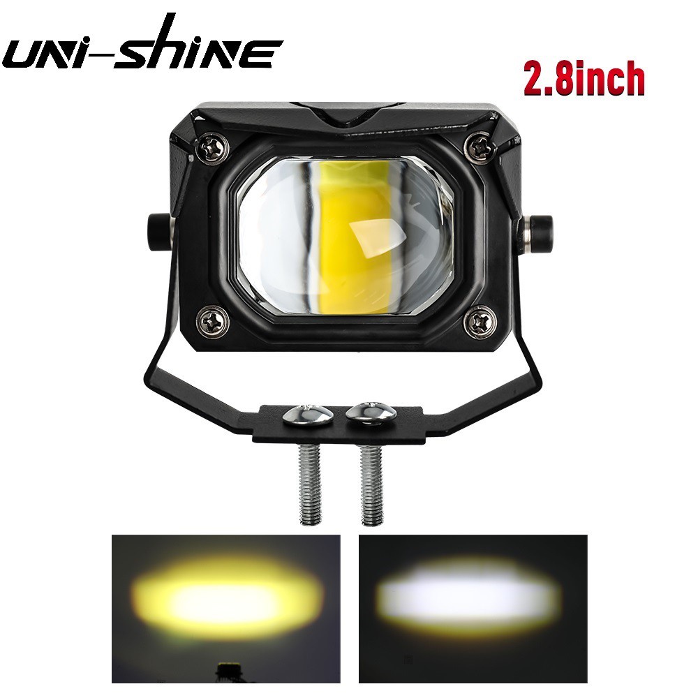 UNI-SHINE 12D 3 inch 100W Đèn pha xe máy Led 2PCS 6000K 3000K Đèn sương mù làm việc LED 12000LM cho xe máy ATV Xe tải ô tô 12V 24V