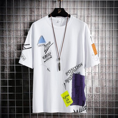 Men's T-shirt Printed Cotton T-shirt Round Neck T-shirt Short Sleeve T-shirt