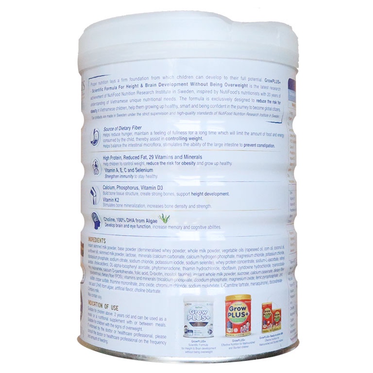 Sữa Grow Plus Trắng 850g [Kiểm Soát Cân Nặng]