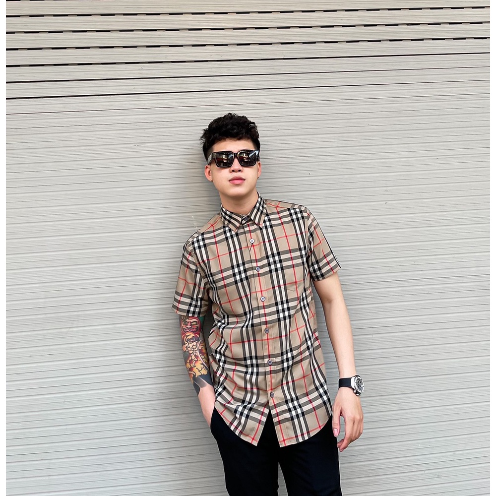 Áo sơ mi cộc tay Burberry Camel 2022