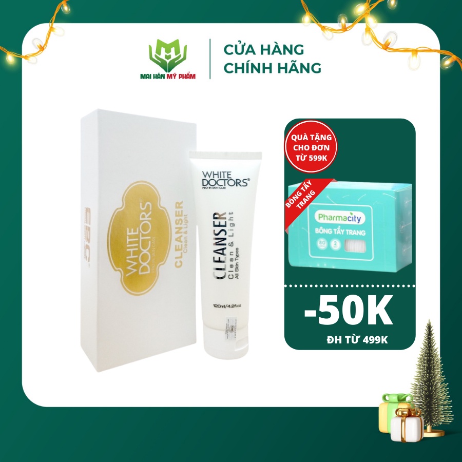 [Mã FMCGOJ3 giảm 60K đơn 400K] Sữa rửa mặt ngừa mụn và nám White Doctors Cleanser làm sạch sâu 120ml - Mỹ Phẩm Mai Hân