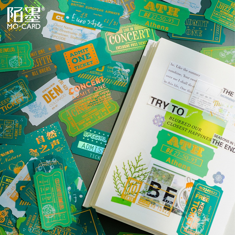 Sticker Brozing nhũ trang trí Scrapbook, sổ tay, vở  (set 45 stickers)- [ 109 ]