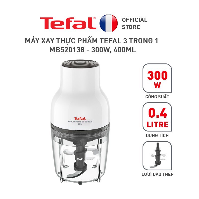 Máy xay thực phẩm Tefal 3 trong 1 MB520138 - 300W, 400mL