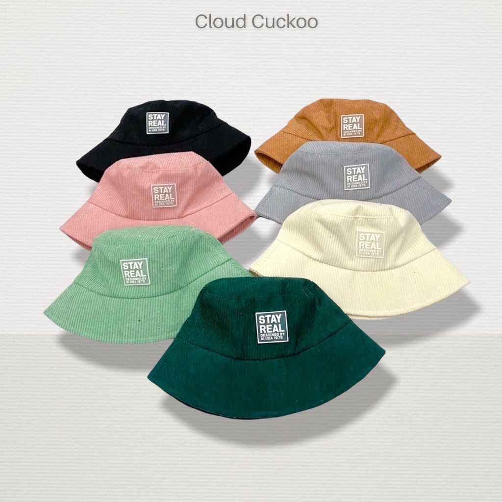 Mũ Bucket Hat Xô Chất Nhung Tăm Logo Stay Thời Trang - Mã Số: MBK04086