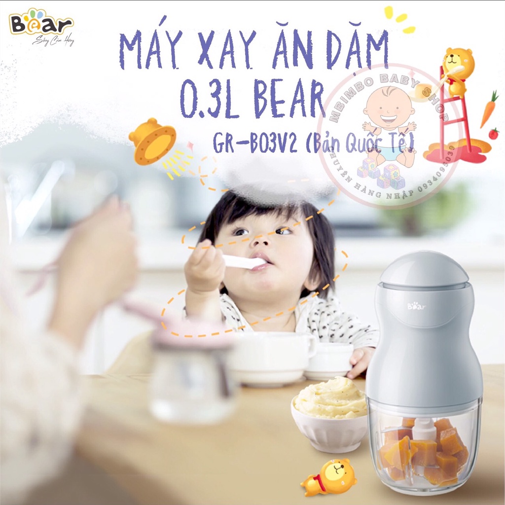 Máy xay thực phẩm ăn dặm BEAR 0.3L GR-B03V2 cho bé