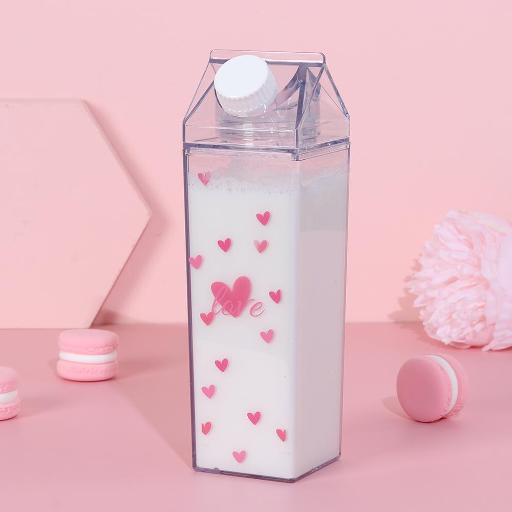 LAKAMIER 500ML Leakproof Sport Water Bottle BPA Free Transparent Milk Box Drink Jug Portable Cycling Accessory Creative Drinkware