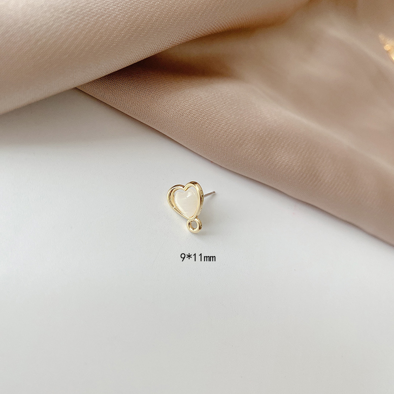 Bông Tai Hình Tròn Đính Đá Opal 14K Phong Cách Retro Nhật Bản diy