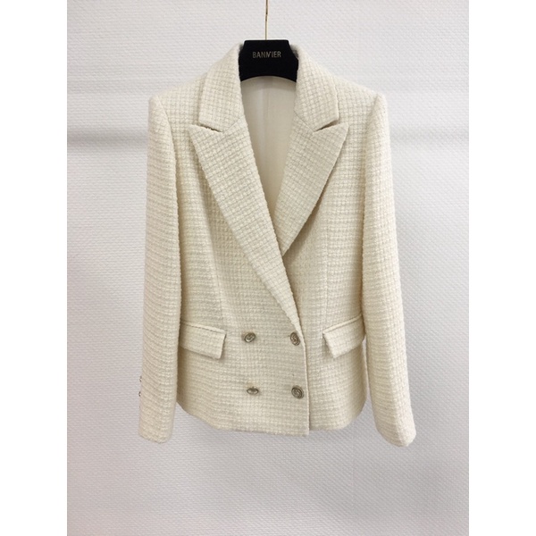Áo blazers nữ cổ vest chất liệu dạ stweet thời trang quảng châu cao cấp