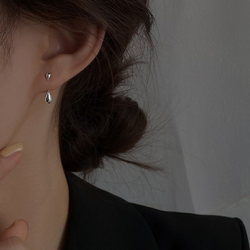 Hoa tai bạc S925 - Bông tai nữ bạc Ý hình giọt nước đeo 2 kiểu dễ thương, cá tính ZAZA accessories