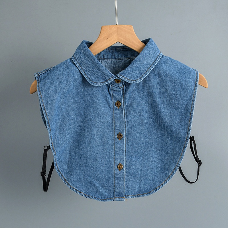 Cổ Áo Giả Denim Tròn Màu Sắc Retro Dành Cho Nữ