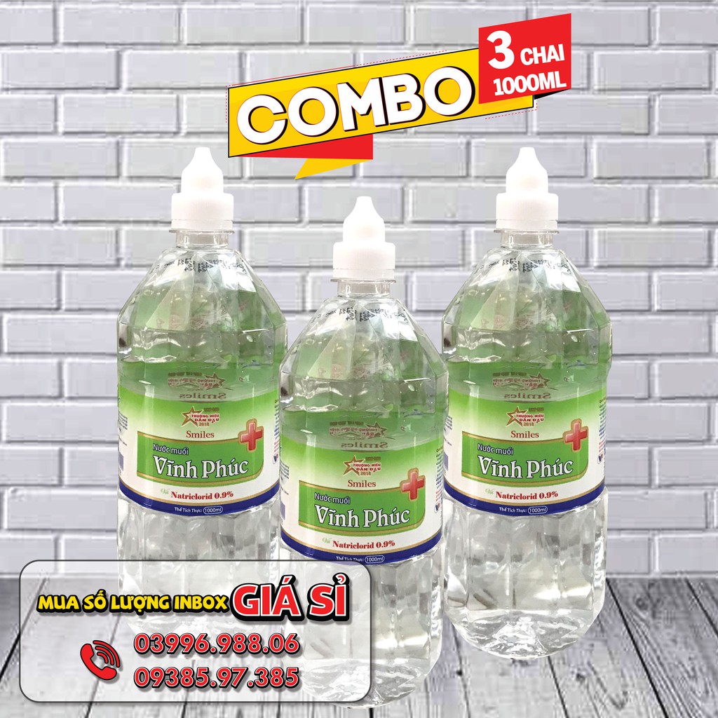 COMBO 3 CHAI - COMBO 6 CHAI Nước muối Vĩnh Phúc 1 CHAI (1000ML) - súc miệng hàng ngày