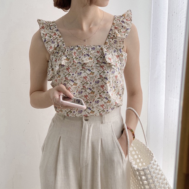 [Mã WASKT304 giảm 15% tối đa 30K đơn 99K] Áo dây bèo vai- baby flora top | BigBuy360 - bigbuy360.vn