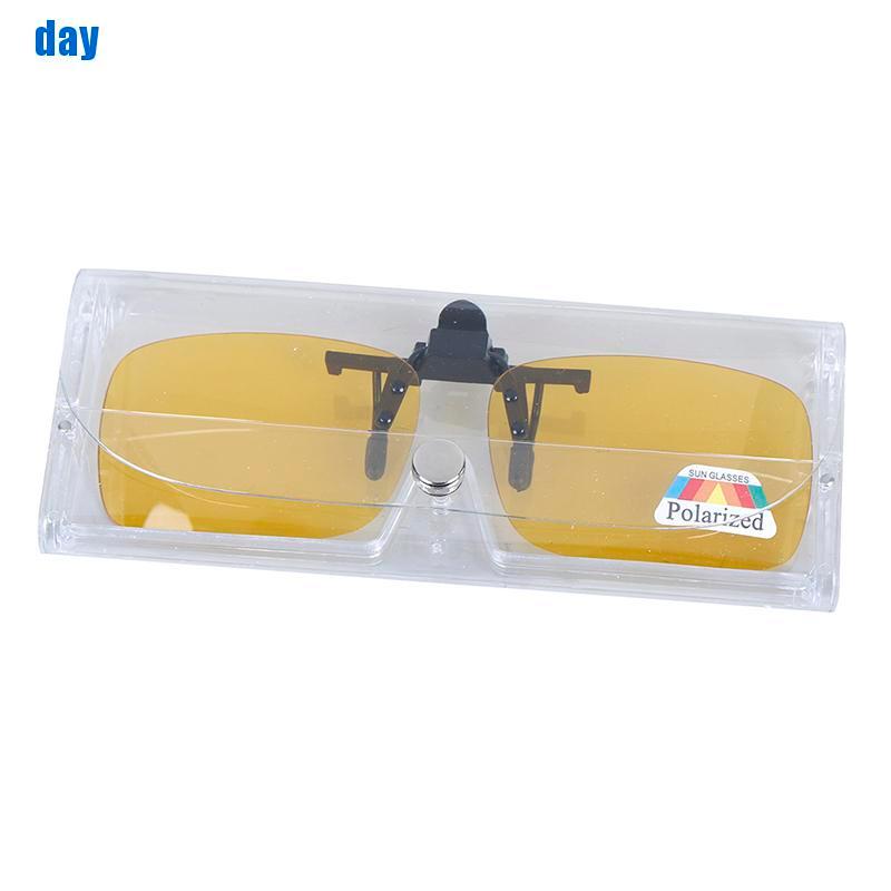 [jing] Clip-on Polarized Day Night Vision Flip-up Lens Driving Glasses Sunglasses [vn]