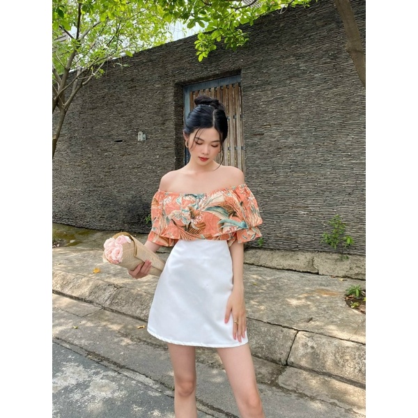 SET ÁO HOA TẦNG + CHÂN VÁY TRẮNG