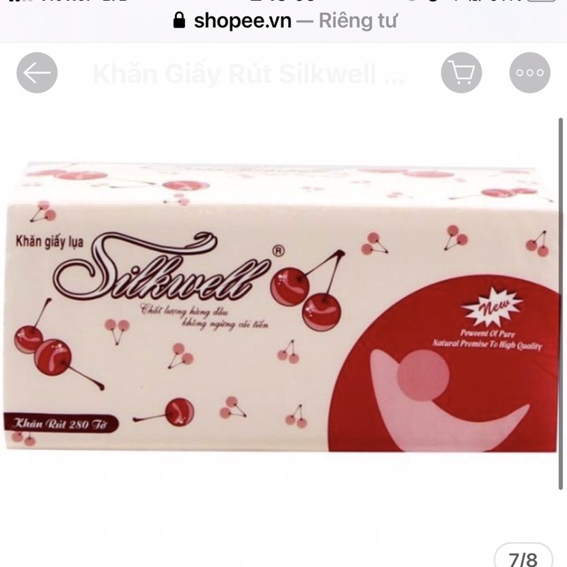 Khăn giấy rút silkwell 280 tờ Cherry đỏ