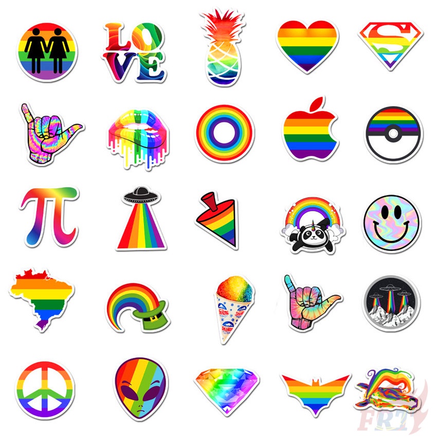 ❉ Hello！Let's Rainbow Series 02 Stickers ❉ 50Pcs/Set DIY Fashion Mixed Luggage Laptop Skateboard Decals Doodle Stickers