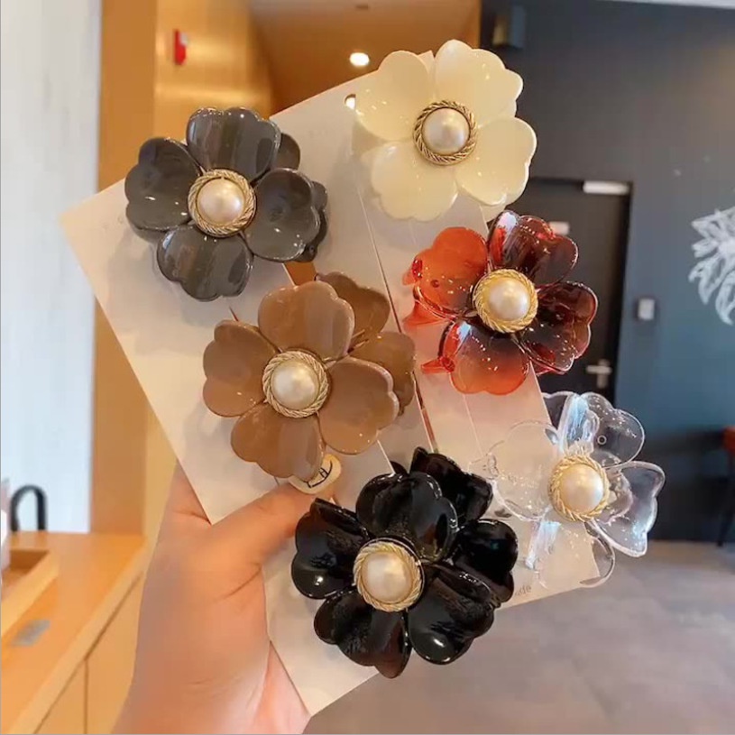 Kẹp tóc kiểu bông hoa đính ngọc bền đẹp KT90